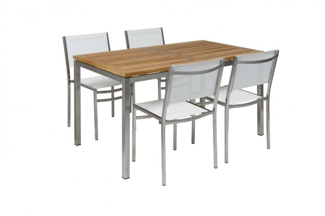 Praga bord - bord i teak och rostfritt stål