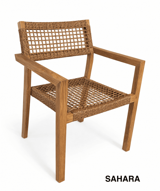 Matbord och matstol - matbord i återvunnen teak och matstol i teak och konstrotting