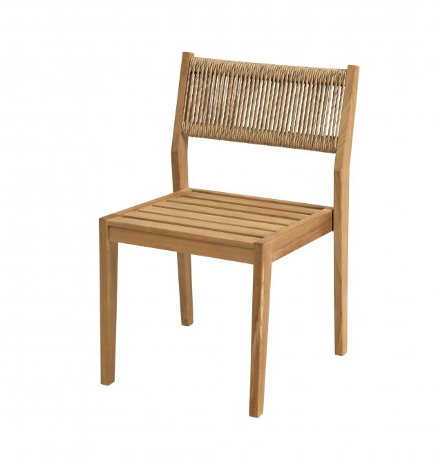 Stol i teak och konstrotting - stapelbar stol