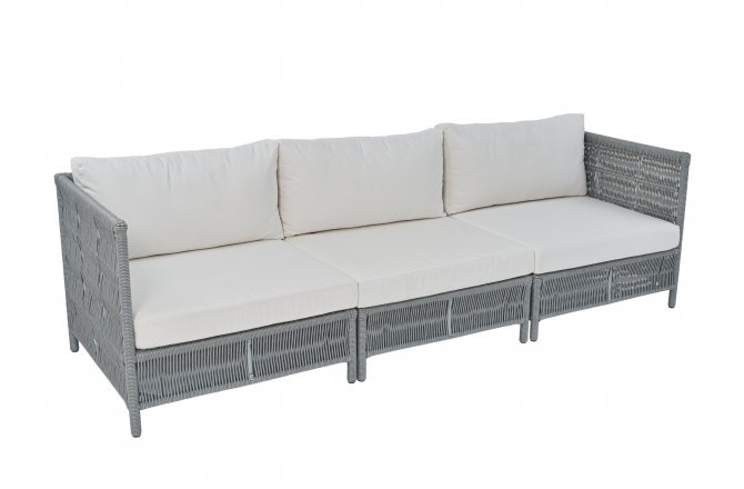 Vreta 3-sits soffa ash grey - stomme i konstrotting och dyna i sunbrella