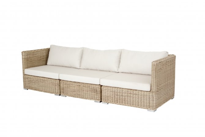 Vreta 3-sits soffa white shell- stomme i konstrotting och dyna i sunbrella