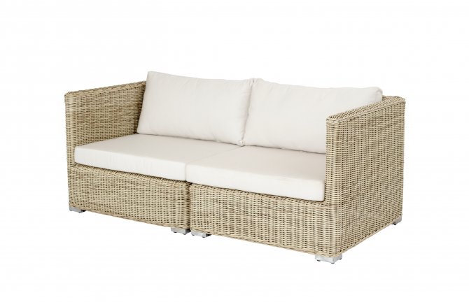 Vreta 2-sits soffa white shell - stomme i konstrotting och dyna i sunbrella
